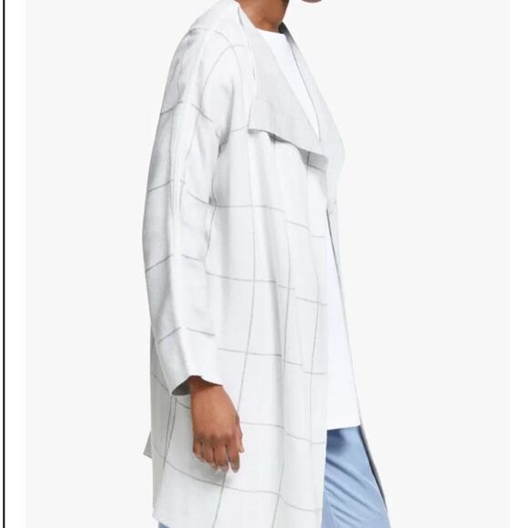 Eileen Fisher Gray Plaid Cardigan - Picture 2 of 8